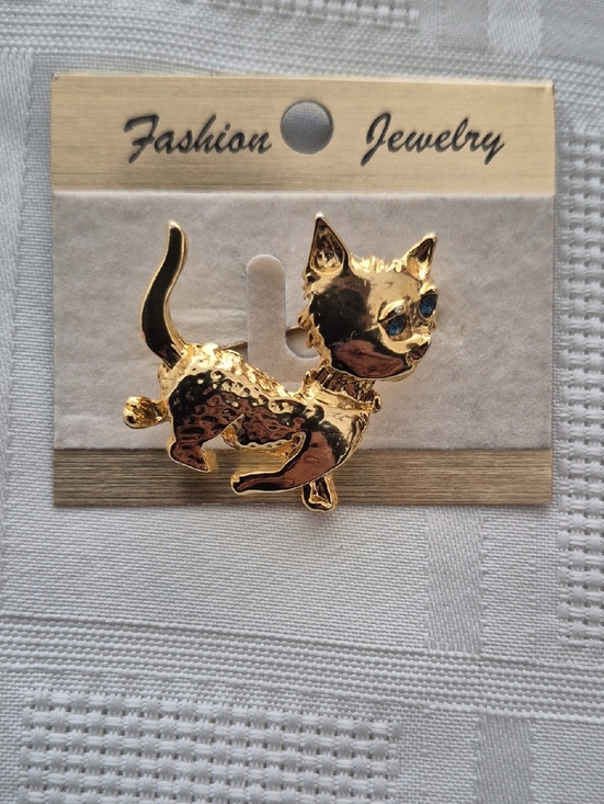 Fashion Jewelry Jewelry - Fashion Jewelry Vintage Gold Cat Brooch with Blue Eyes